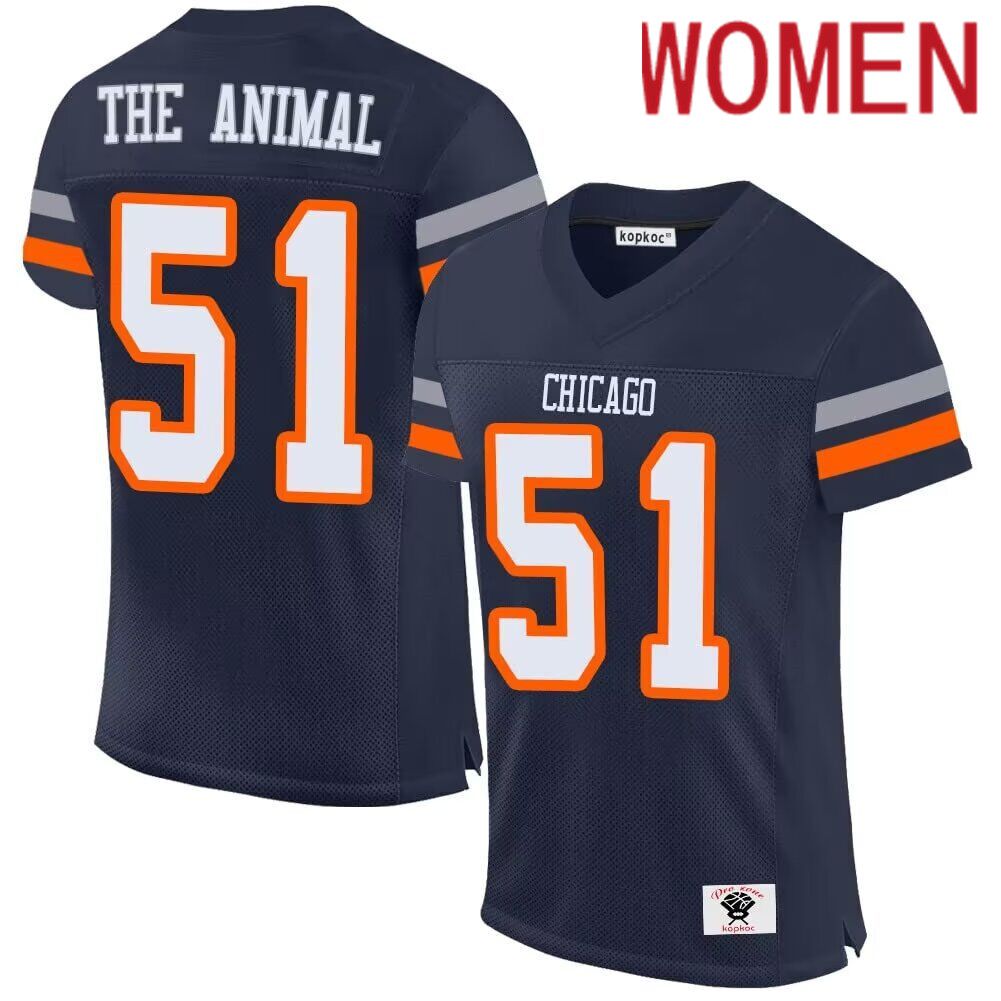 Women Chicago Bears #51 The Animal blue2024 Nike Limited NFL throwback Jersey ->youth nfl jersey->Youth Jersey